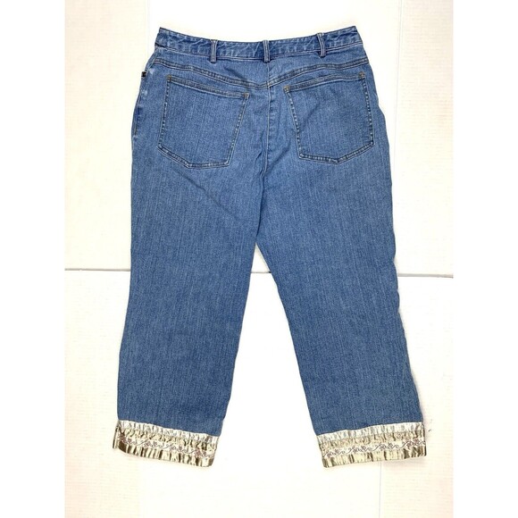 Susan Bristol Women 6 Capri Denim Pants Blue Embroidered Beaded Stretch W29 L22 - Picture 2 of 11